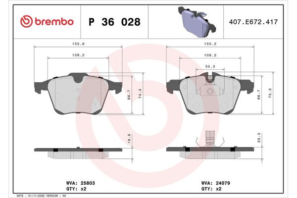 Fren Disk Balata Ön Jaguar XJ (X351)(2009->)  BREMBO P 36 028