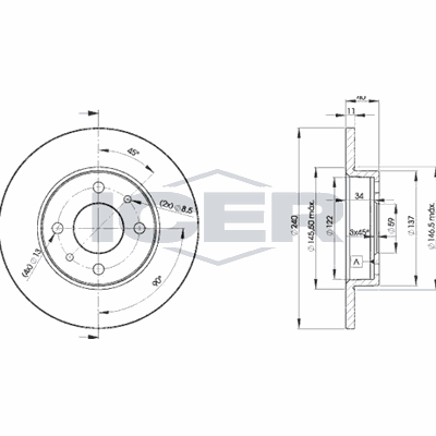 Fren Disk Ayna Ön Sağ ve Sol Alfa Romeo 146 (1995->)  FRENBU 33070
