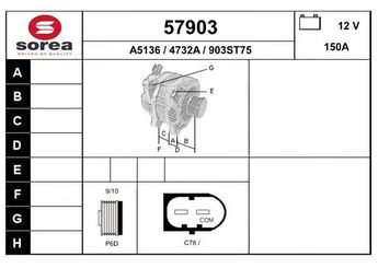 Alternatör  VALEO 443352  A0009062607 9062607 0009062607 9069705 0009069705 A0009069705