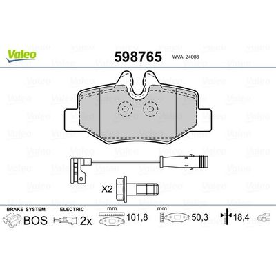 Fren Disk Balata Arka Mercedes Vito Kombi 4x4 (639)(06.2003->)  VALEO 598765