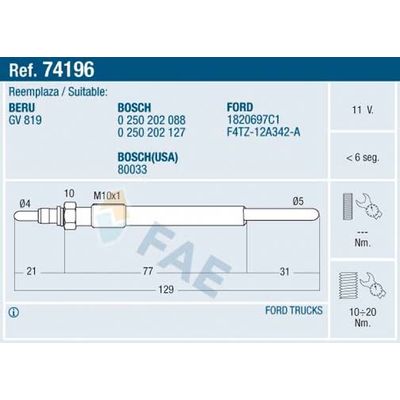 Isıtma Bujisi  FAE 74196