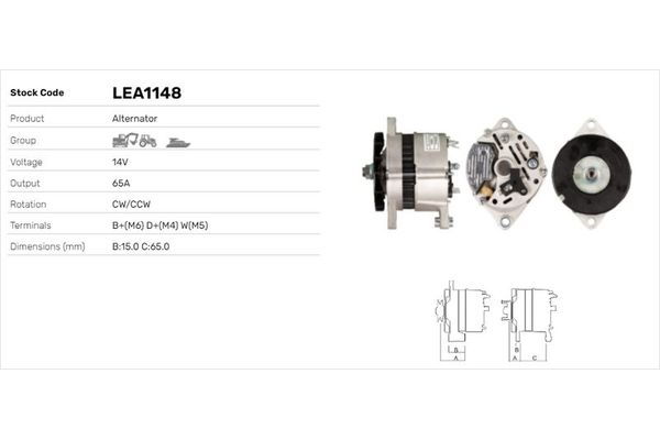 Alternatör  Fiat Ducato P.Van (290)(08.1990->)  LUCAS ELEKTRIK LEA1148