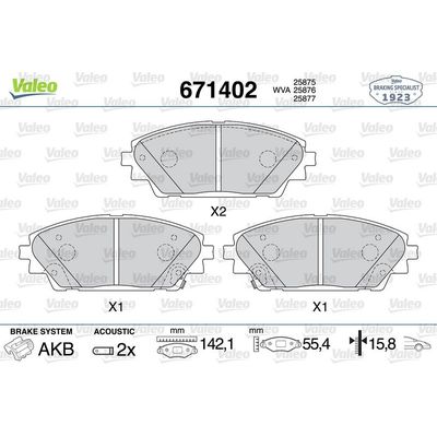 Fren Disk Balata Ön Mazda 3 Sedan (BM/BN)(07.2013->)  VALEO 671402