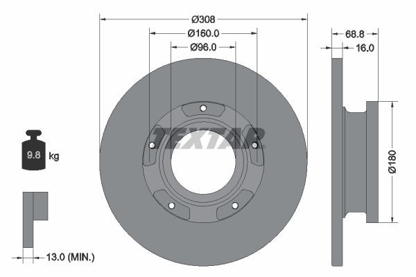 Fren Disk Ayna Arka Sağ ve Sol Ford Transit P.Van (TTG)(2013->2019)  WALBURG WBD1060C