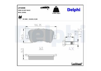 Fren Disk Balata Arka DELPHI LP2008  30794554 1426143 1426144 1439866 1459450 1503969 1566233 1655233 1752093 1916606 6G912M008AA 6G912M008BA 6G912M008FA 6G912M008FB 6G912M008FC 6G912M008FD ME6G9J2M008FA ME6G9J2M008FB LP2008 LR027129 LR043285 LR043714 LR134695 30671574 3067157-4 30671575 30674575 30675174 30742516 30794555 3079554 31317482 31317483 31408670 31445796 32300257 32300258 32300259