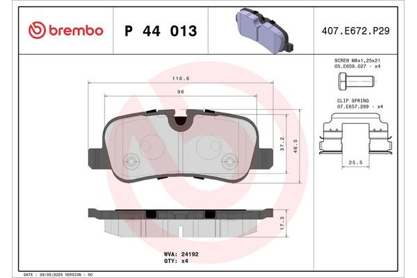 Fren Disk Balata Arka Land Rover Discovery (08.2004->)  BREMBO P 44 013