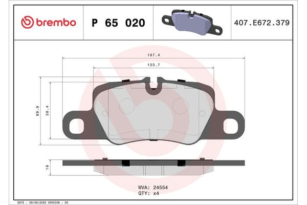 Fren Disk Balata Arka BREMBO P 65 020