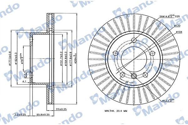 Fren Disk Ayna Ön Sağ ve Sol BMW 1 Serisi Sedan 3/5 Kapı (E81/E87)(2004->)  MANDO MBC035370