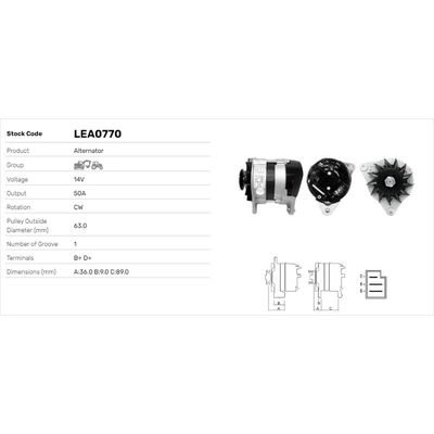 Alternatör  LUCAS ELEKTRIK LEA0770