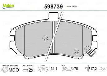 Fren Disk Balata Ön VALEO 598739  581012DA50 58101-2DA50