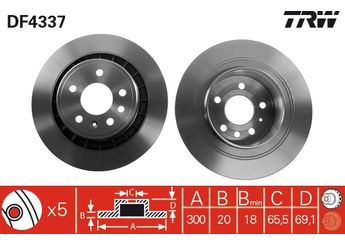 Fren Disk Ayna Arka Sağ ve Sol TRW DF4337  SAAB12763593 5232756 12763593
