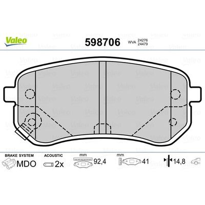 Fren Disk Balata Arka Kia Picanto (SA)(2004->)  VALEO 598706