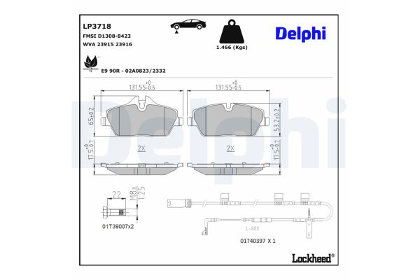 Fren Disk Balata Ön MINI Clubvan (R55)(2012->2015)  DELPHI LP3718