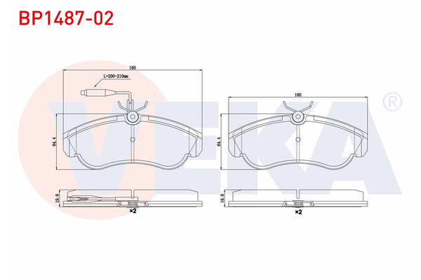 Fren Disk Balata Ön Citroen Jumper P.Van (Genis Hacim)(02.1998->)  VEKA BP1487-02