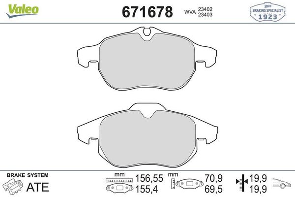 Fren Disk Balata Ön Saab 9-3 4 Kapı (2003->)  VALEO 671678