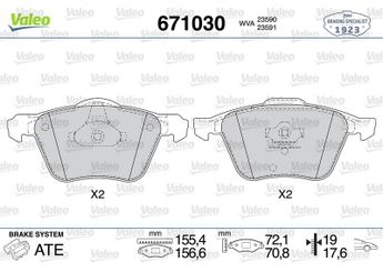 Fren Disk Balata Ön VALEO 671030  30769122 274285 30793231 30793265 31687107