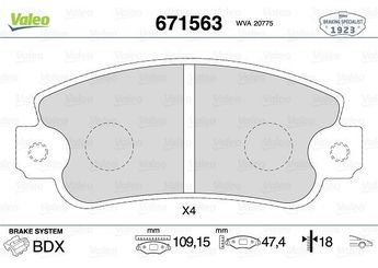 Fren Disk Balata Ön VALEO 671563  791906 5892312 792538 792539 71748384 792561 5889226 5892309 77362266 792113 793322