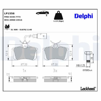 Fren Disk Balata Arka Volkswagen Sharan (7M6/7M9)(04.2000->2010)  DELPHI LP1556