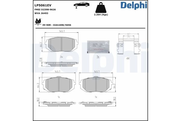 Fren Disk Balata Ön Kia EV6 (CV)(2021->)  DELPHI LP5061EV