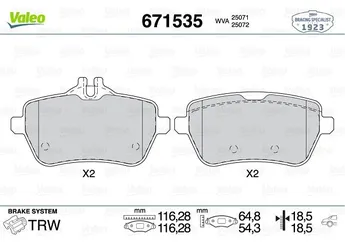 Fren Disk Balata Arka VALEO 671535  64207220 64205720 006 420 57 20 0064207220 64209220 0064209220 74203420 0074203420 84200820 0084200820 84202320 0084202320 84203420 0084203420 986494790 0986494790 A0084200820 A 008 420 08 20 A0084203420 A 008 420 34 20 A0004203105 A0064207220 A0084202320