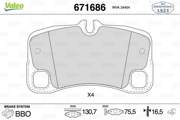 Fren Disk Balata Arka Porsche 911 (Typ 997)(2004->)  VALEO 671686