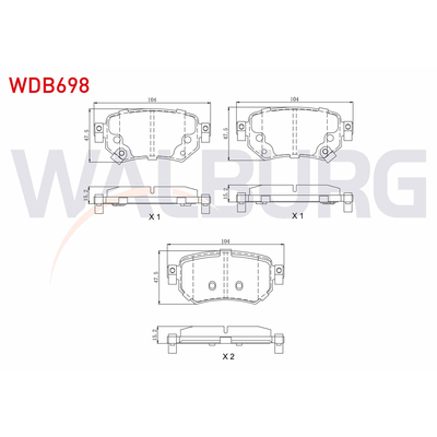 Fren Disk Balata Arka Mazda 6 Atenza 4 Kapı (GJ)(10.2012->)  WALBURG WDB698
