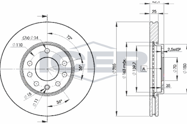 Fren Disk Ayna Ön Sağ ve Sol Saab 9-3 Sport Wagon (2008->)  MGA 50132
