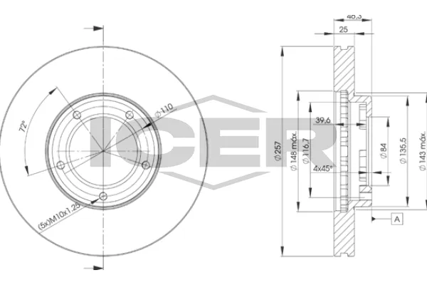 Fren Disk Ayna Ön Sağ ve Sol Toyota Hilux (N85/145/150)(1989->)  VALEO 186696