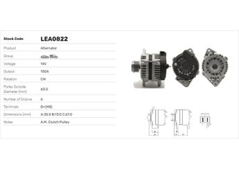 Alternatör  LUCAS ELEKTRIK LEA0822  95519862 8980311541 898031-1541 89803115410 8980428720 898042-8720 89804287200 1202424 1204424 6204274 98031154 98042872
