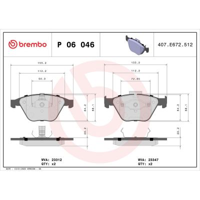 Fren Disk Balata Ön BMW 1 M Serisi Coupe (E82)(2011->)  BREMBO P 06 046