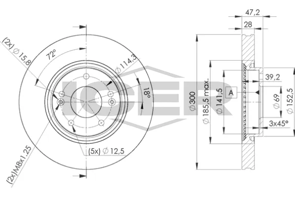 Fren Disk Ayna Ön Sağ ve Sol Hyundai Veloster (FS)(06.2011->)  MAHER 03789