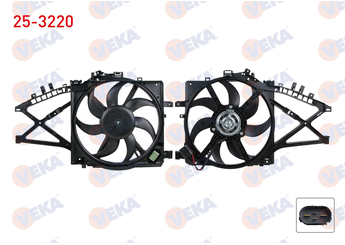 Radyatör Fan ve Motoru  VEKA 25-3220  1314473 1341388 9129965 09 129 965 13100384 13 100 384 1314447 13 14 447 13 14 473 1341334 13 41 334 24445186 9 129 965