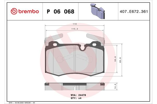 Fren Disk Balata Ön MINI Mini (R56)(2006->)  BREMBO P 06 068