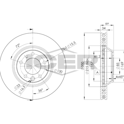 Fren Disk Ayna Ön Sol Porsche Cayenne (Typ 9PA)(08.2002->)  MAHER 03786