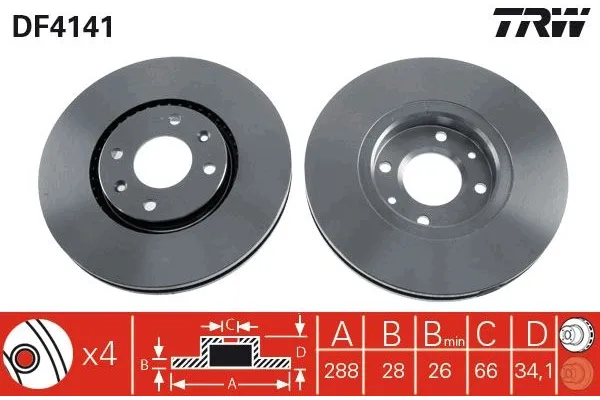 Fren Disk Ayna Ön Sağ ve Sol Citroen Xantia Break (01.1998->)  VALEO 186683