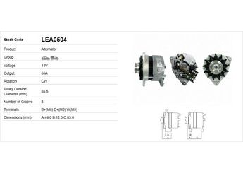 Alternatör  LUCAS ELEKTRIK LEA0504  89FF10300CC 89FF-10300-CC 89FF10300CD 89FF-10300-CD 89FF10300CE 89FF-10300-CE 89FX10300CD 89FX-10300-CD 92FF10300BB R89FF10300CD R89FF-10300-CD R89FF10300CE R89FX10300CD R89FX-10300-CD