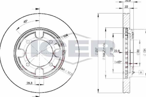 Fren Disk Ayna Ön Sağ ve Sol Hyundai Lantra S.Wagon (RD)(1999->)  MAHER 03685