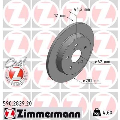 Fren Disk Ayna Arka Sağ ve Sol Toyota C-HR (X10)(10.2016->)  ZIMMERMANN 590.2829.20