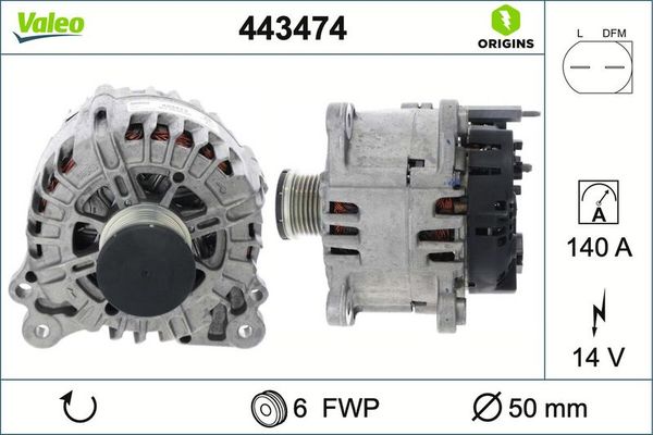 Alternatör  Seat Ibiza (6J5)(06.2008->)  VALEO 443474