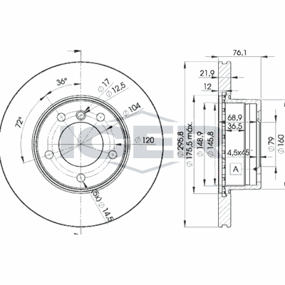 Fren Disk Ayna Ön Sağ ve Sol BMW 5 Serisi Touring (E39)(1997->)  MGA 50479