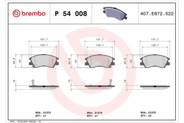 Fren Disk Balata Ön Mitsubishi L 200/300/400 (P00)(1986->)  BREMBO P 54 008