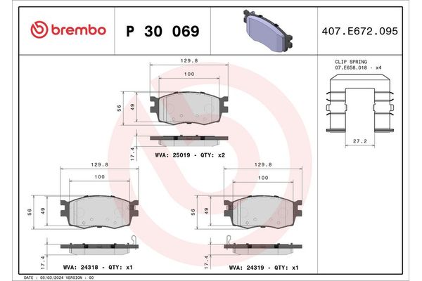 Fren Disk Balata Ön Hyundai Accent Era (MC)(2006->)  BREMBO P 30 069