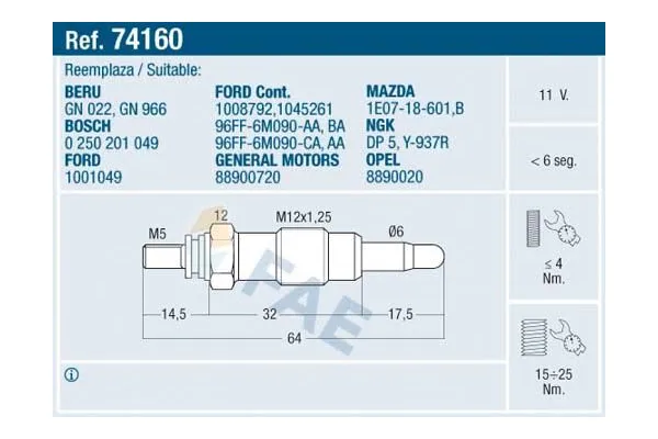 Isıtma Bujisi  Ford Fiesta 3/5 Kapı (1996->)  BSG 30-870-010