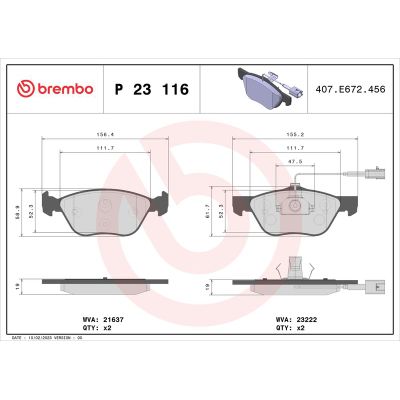 Fren Disk Balata Ön Alfa Romeo 166 (2003->)  BREMBO P 23 116
