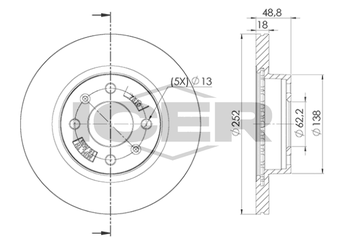 Fren Disk Ayna Ön Sağ ve Sol RECOVER 5784  517120X700 51712-0X700 51712B9000 51712-B9000 5171207700 51712-07700