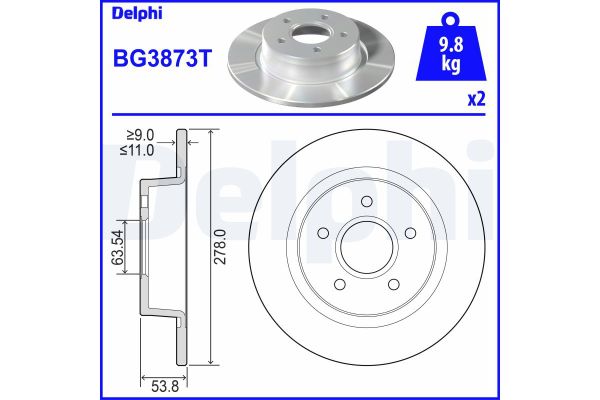 Fren Disk Ayna Arka Sağ ve Sol Ford Tourneo Connect (TC7)(2002->)  DELPHI BG3873T