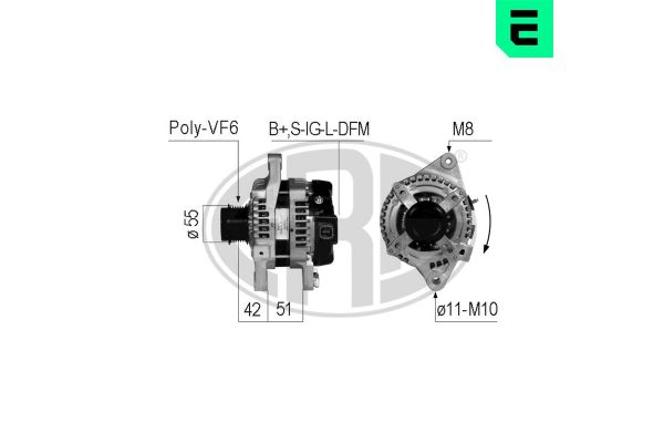 Alternatör  Toyota Yaris (KSP9/SCP9/NLP9)(2006->)  ERA 210766A