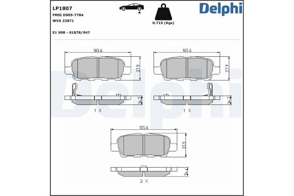 Fren Disk Balata Arka Renault Koleos (03.2008->)  DELPHI LP1807