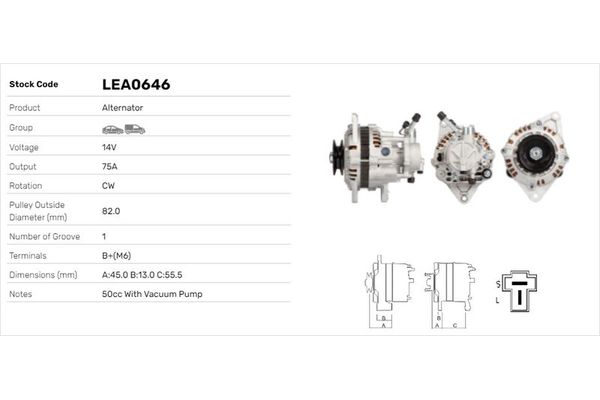 Alternatör  LUCAS ELEKTRIK LEA0646
