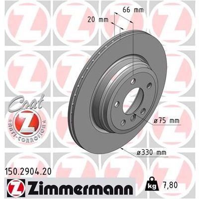 Fren Disk Ayna Arka Sağ ve Sol BMW 3 Serisi Touring (F31)(2012->)  ZIMMERMANN 150.2904.20